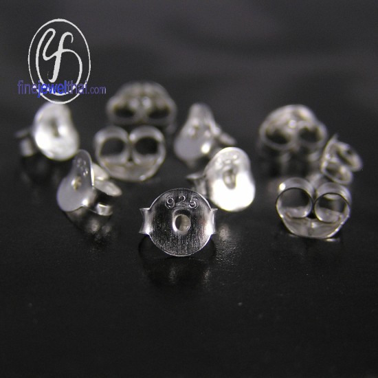 แป้นต่างหูเงินแท้ 925, 5 มิลลิเมตร - Butterfly Stud Earring 925 with stamp 925, 5 mm,5 pairs-finejewelthai-F001