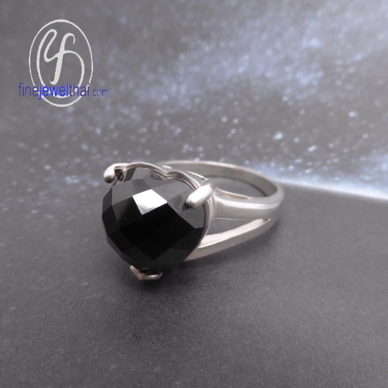 Black spinel-Oynx-Silver-Ring-Finejewelthai-R2036on