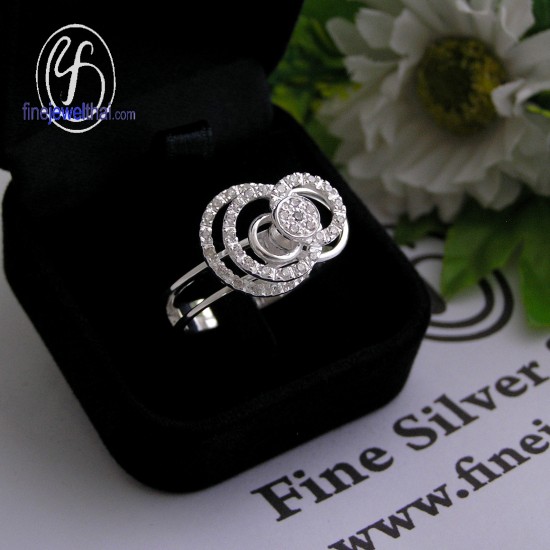 แหวนเพชร-แหวนเงิน-เพชรสังเคราะห์-เงินแท้-แหวนหมั้น-แหวนแต่งงาน-R1355cz