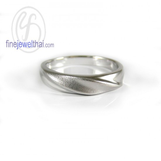 แหวนเงิน-แหวนเกลี้ยง-แหวนพ่นทรายทองคำขาว-แหวนแต่งงาน-R120500sb-wg