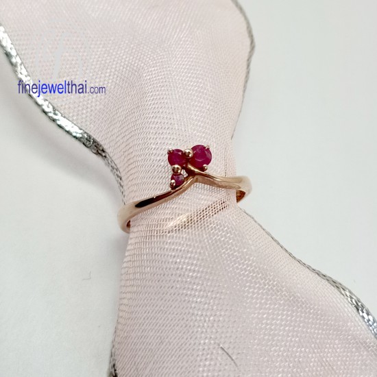 แหวนทองสีชมพู-พิงค์โกลด์-แหวนพลอย-ทับทิม-แหวนประจำเดือนเกิด-แหวนหมั้น-แหวนแต่งงาน-R1185RBPG