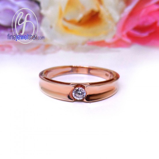 แหวนทองสีชมพู-แหวนเพชร-แหวนพิงค์โกลด์-เแหวนหมั้น-แหวนแต่งงาน-Finejewelthai - R1240DPG