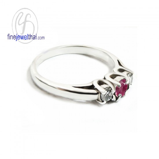 แหวนทับทิม-เพชรcz-แหวนเงิน-แหวนพลอย-ทับทิมแท้-R1156rb