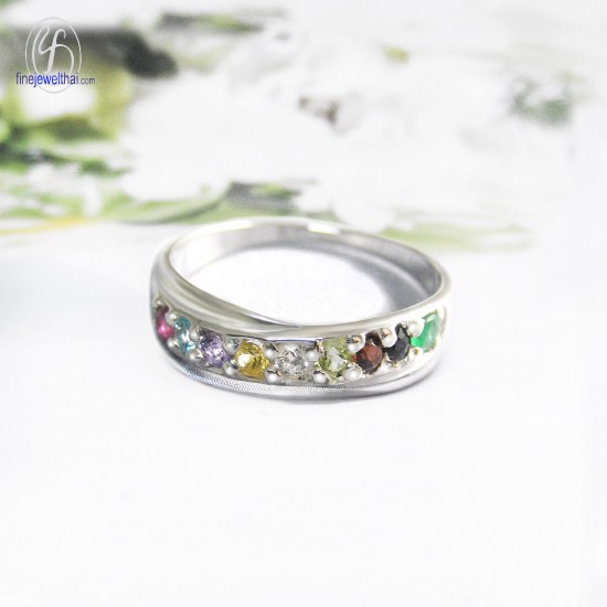 แหวนทองคำขาว-แหวนเพชร-แหวนพลอย-แหวนนพเก้า-Finejewelthai - R1147wg-mix-gem