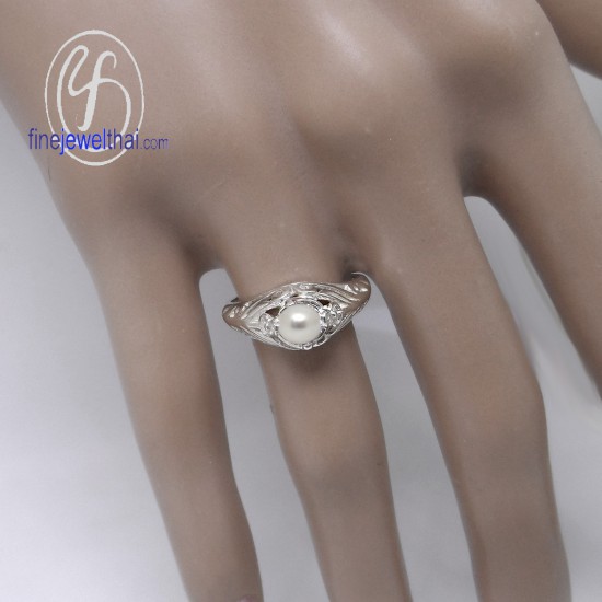 แหวนมุก-แหวนเงิน-มุก-แหวนวินเทจ-R1316pl