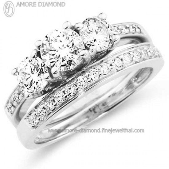แหวนหมั้น-แหวนเพชรแท้-แหวนประกบ-แหวนเซ็ต-แหวนทองคำขาว-พร้อมใบรับประกัน-RD2E003