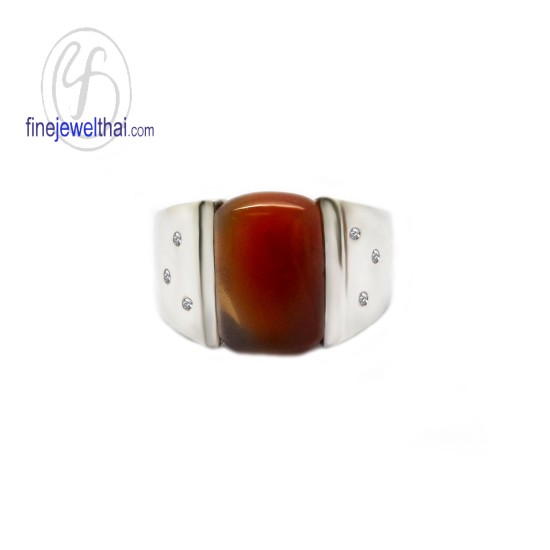 แหวนอาเกตุ-แหวนเงินแท้-เพชรสังเคราะห์-พลอยประจำเดือนเกิด-R1121ag
