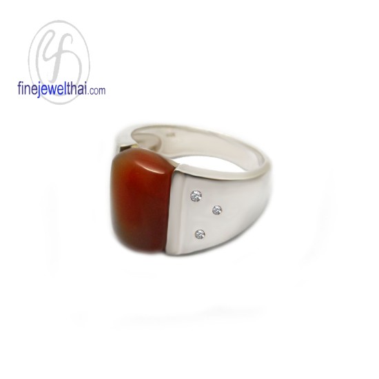 แหวนอาเกตุ-แหวนเงินแท้-เพชรสังเคราะห์-พลอยประจำเดือนเกิด-R1121ag