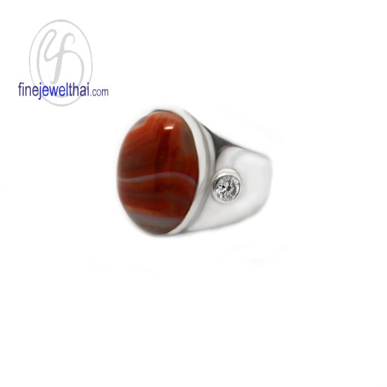 แหวนอาเกตุ-แหวนเงินแท้-เพชรสังเคราะห์-พลอยประจำเดือนเกิด-R1142ag
