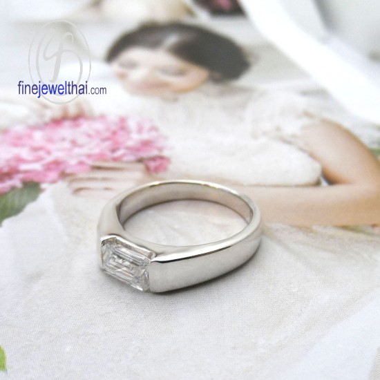 แหวนเพชร-แหวนเงิน-เพชรสังเคราะห์-เงินแท้-แหวนหมั้น-แหวนแต่งงาน-R1004cz