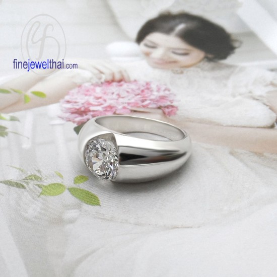 แหวนเพชร-แหวนเงิน-เพชรสังเคราะห์-เงินแท้-แหวนหมั้น-แหวนแต่งงาน-R1062cz