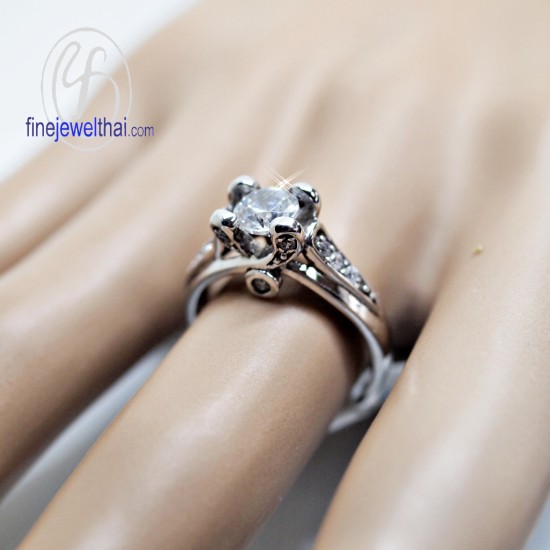 แหวนเพชร-แหวนเงิน-เพชรสังเคราะห์-เงินแท้-แหวนหมั้น-แหวนแต่งงาน-R1212cz