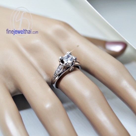 แหวนเพชร-แหวนเงิน-เพชรสังเคราะห์-เงินแท้-แหวนหมั้น-แหวนแต่งงาน-R1212cz
