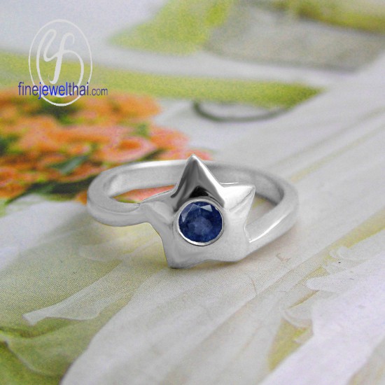 Blue-sapphire-Birthstone-Silver-Ring-R1032bl