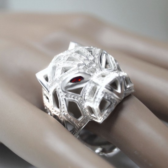 แหวนโกเมน-แหวนเสือ-แหวนเงินแท้-แหวนพลอยแท้-แหวนพลอยประจำราศี-R1324gm