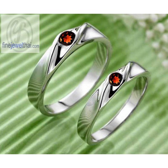แหวนโกเมน-แหวนคู่-แหวนเงินแท้-แหวนพลอยแท้-แหวนพลอยประจำราศี-R30107gm