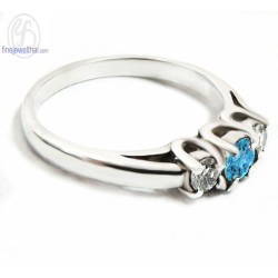 แหวนโทพาซ-เพชรcz-แหวนเงิน-แหวนพลอยแท้-แหวนประจำเดือนเกิด-R1156tp